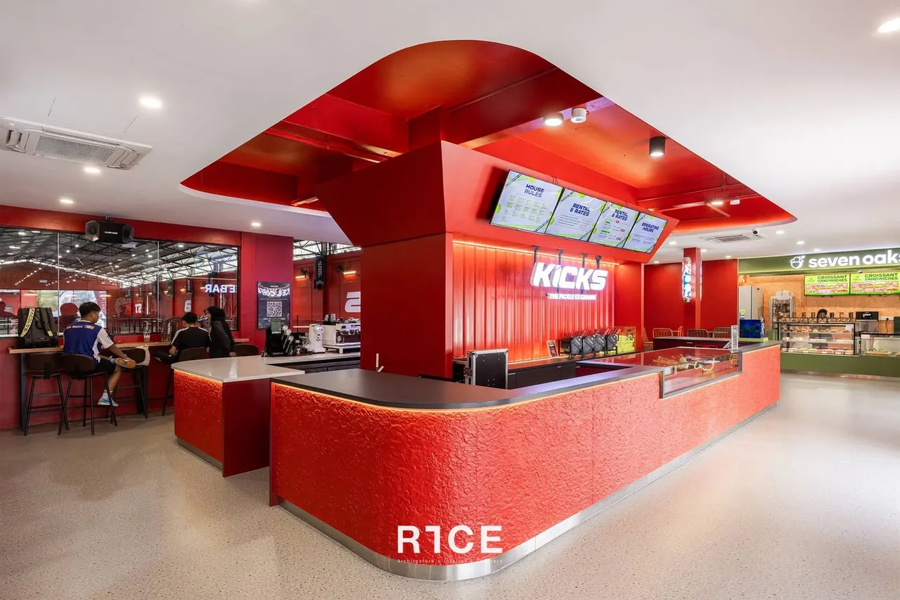 The reception and cafe counter at Kicks, The Pickle Exchange
